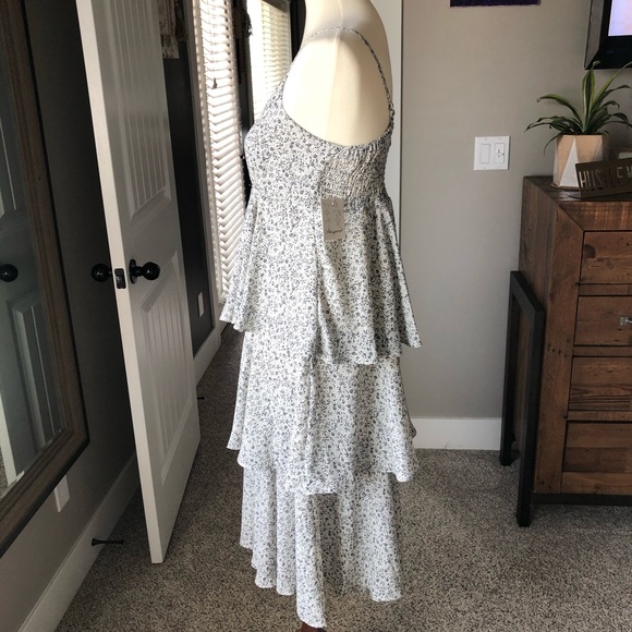 New Black & White Floral Multi Tiered Dress Size M - Picture 10 of 15